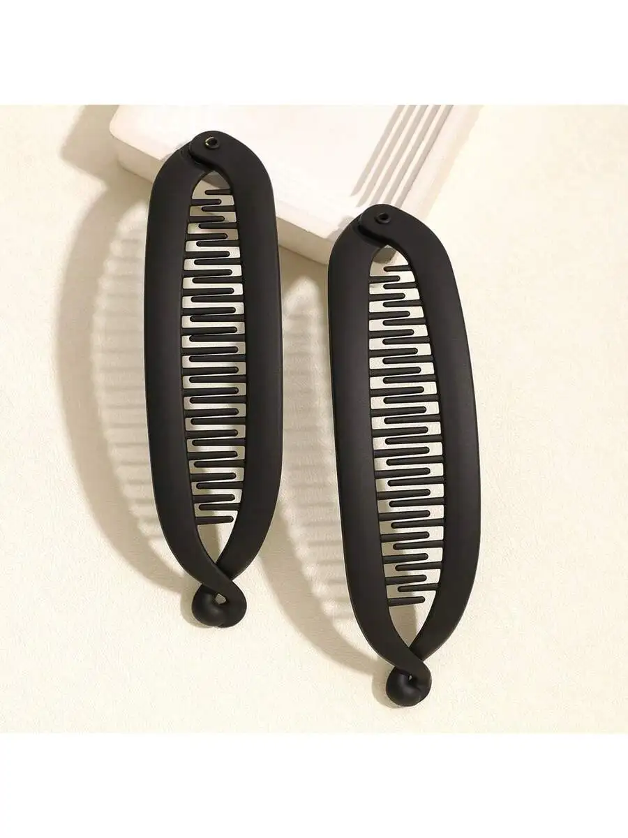 2pcs Matte Black Banana Claw Hair Clips For Women
2pcs Matte Black Banana Claw Hair Clips For Women