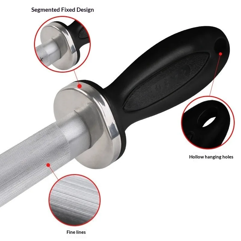 Knife Sharpener Rod - Diamond Tungsten Steel & Ceramic, Long-Lasting Sharpening Tool for Home Kitchen and Commercial Use
Knife Sharpener Rod - Diamond Tungsten Steel & Ceramic, Long-Lasting Sharpening Tool for Home Kitchen and Commercial Use