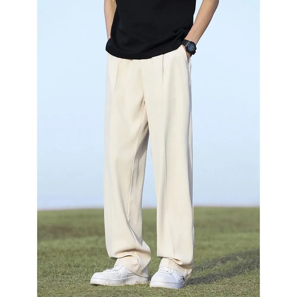 Summer Korean Men's Light Thin Polyester Elastic Waist Pants Straight Leg Clean Fit Neutral PVC Material Casual Trousers
Summer Korean Men's Light Thin Polyester Elastic Waist Pants Straight Leg Clean Fit Neutral PVC Material Casual Trousers