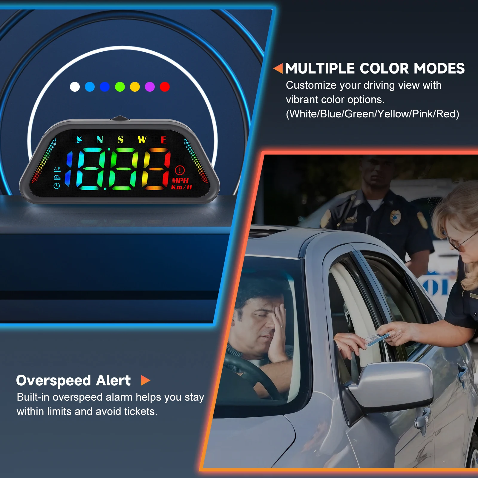 Universal Display Modes&Diverse Color Real-Time MPH KM/H Conversion Enhanced GPS Car HUD Speedometer For All Vehicles 360 Mount
Universal Display Modes&Diverse Color Real-Time MPH KM/H Conversion Enhanced GPS Car HUD Speedometer For All Vehicles 360 Mount