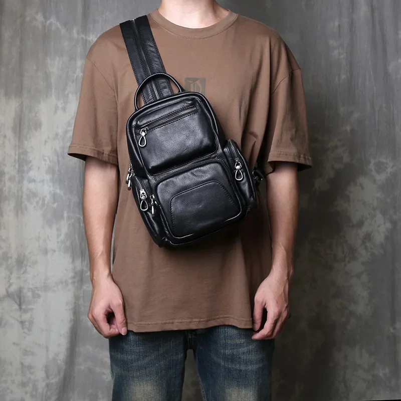 New Men's Genuine Leather Chest Bag Leisure Multi functional Head Layer Cowhide Crossbody Bag Women's Backpack Large Capacity
New Men's Genuine Leather Chest Bag Leisure Multi functional Head Layer Cowhide Crossbody Bag Women's Backpack Large Capacity