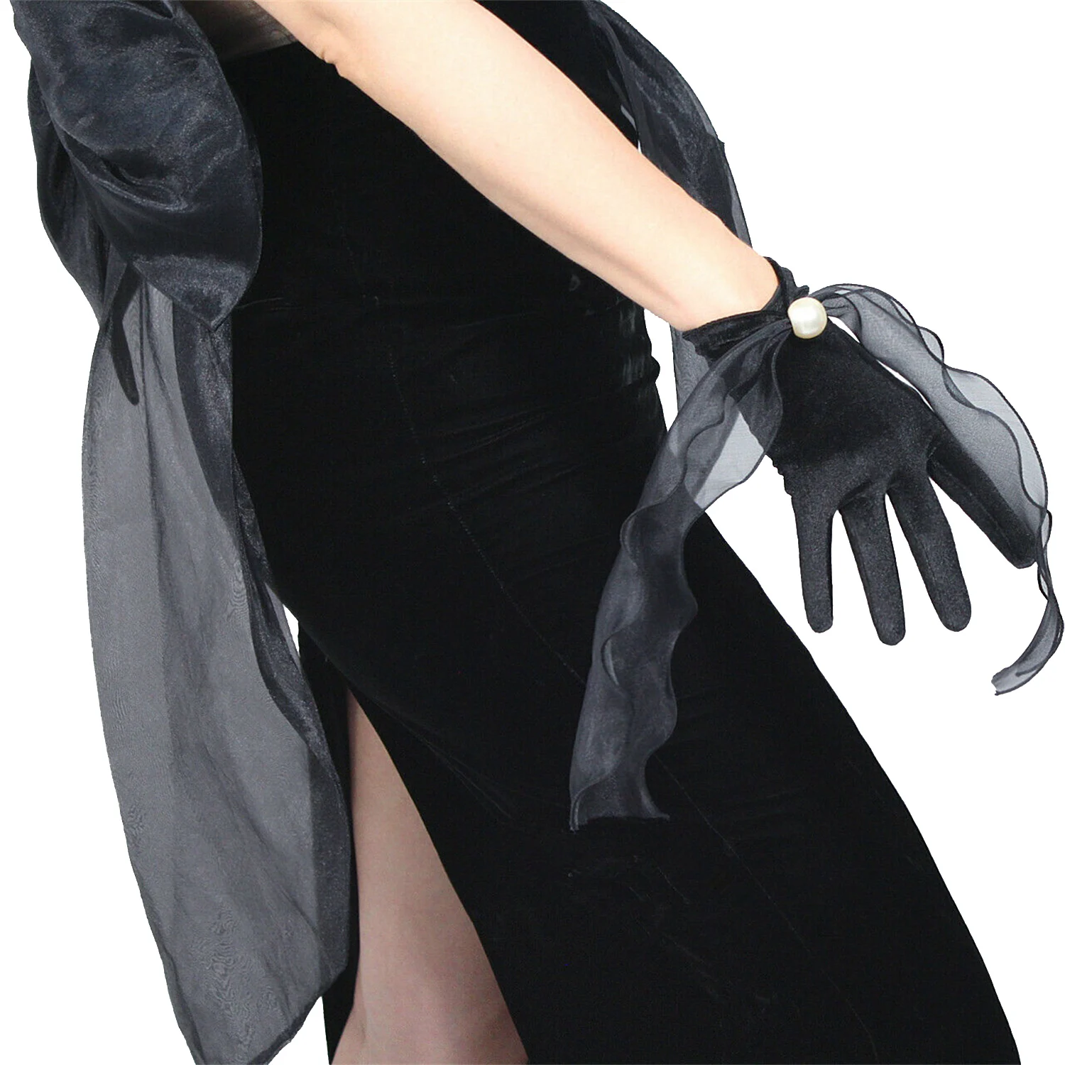 DooWay Women Black Velvet Gloves Mesh Tulle Ribbon Big Pearl Wrist Short Elastic Stretch Evening Party Prom Event Formal Glove
DooWay Women Black Velvet Gloves Mesh Tulle Ribbon Big Pearl Wrist Short Elastic Stretch Evening Party Prom Event Formal Glove