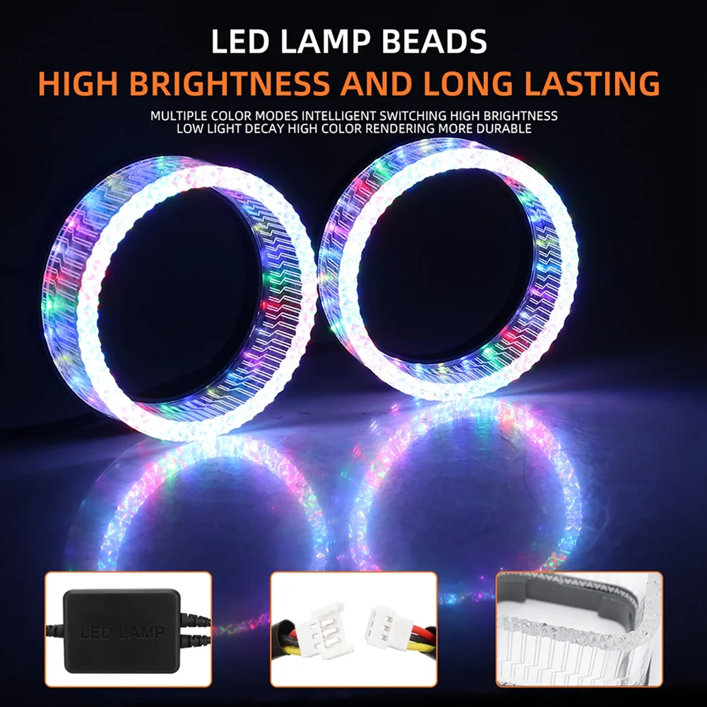 Управляемое приложение 2 в 1, RGB светодиодный симфонический кольцевой светильник с ангельскими глазами для автомобилей DRL, дневные ходовые огни
Управляемое приложение 2 в 1, RGB светодиодный симфонический кольцевой светильник с ангельскими глазами для автомобилей DRL, дневные ходовые огни