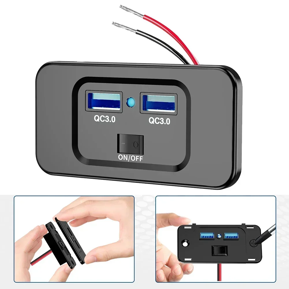 QC 3.0 USB-розетка для быстрого зарядного устройства с переключателем, светодиодная розетка для быстрой зарядки для 12 В 24 В, автомобиля, мотоцикла, лодки
QC 3.0 USB-розетка для быстрого зарядного устройства с переключателем, светодиодная розетка для быстрой зарядки для 12 В 24 В, автомобиля, мотоцикла, лодки