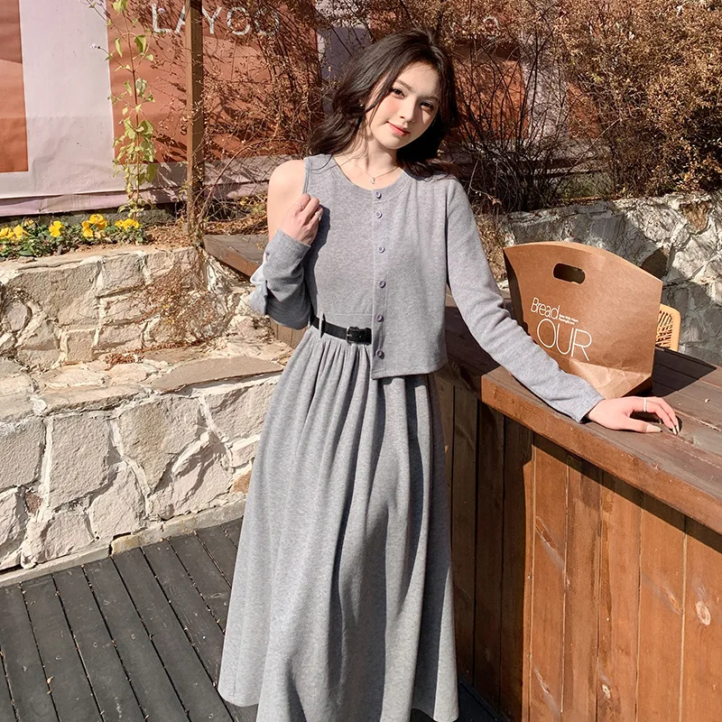 Spring New Women'S Knitted Cardigan Sleeveless Vest Dress With Belt Two-Piece Set AG2506
Spring New Women'S Knitted Cardigan Sleeveless Vest Dress With Belt Two-Piece Set AG2506
