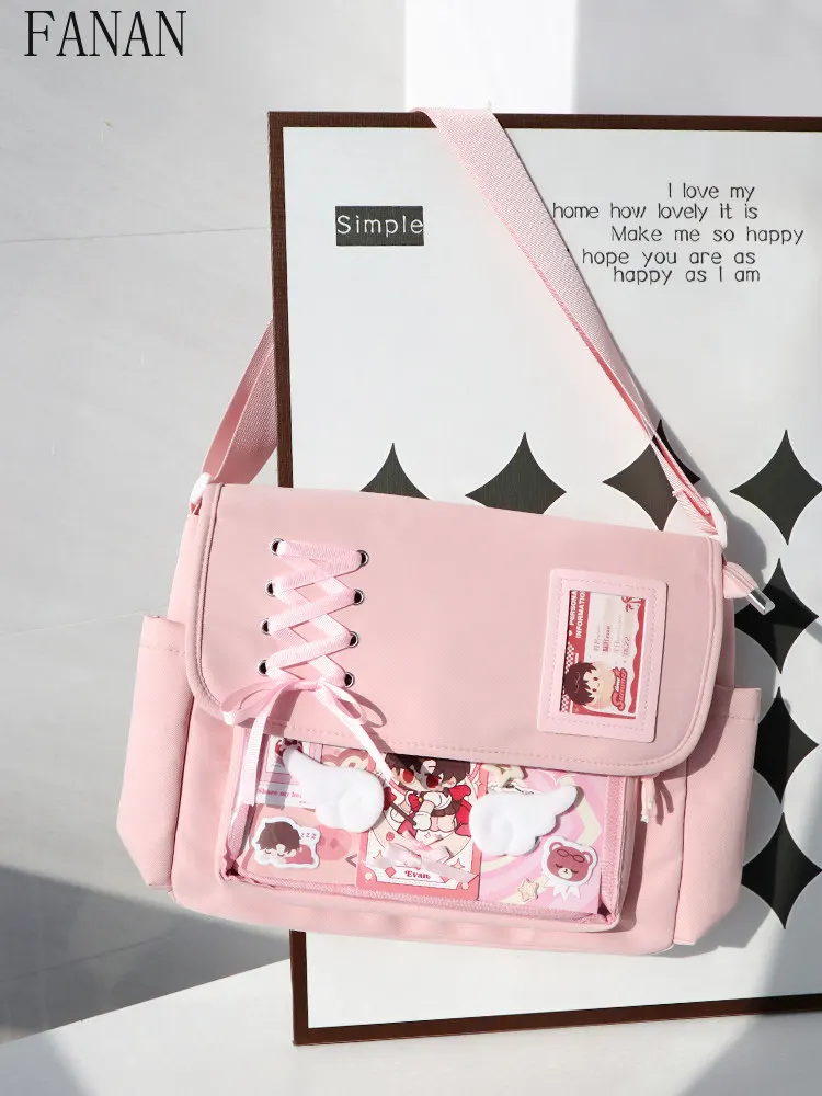 Women's Handbags Japanese Style Canvas Crossbody Messenger Bag Pocket Bow Cute Two-dimensional Crossbody Bag for Women
Women's Handbags Japanese Style Canvas Crossbody Messenger Bag Pocket Bow Cute Two-dimensional Crossbody Bag for Women