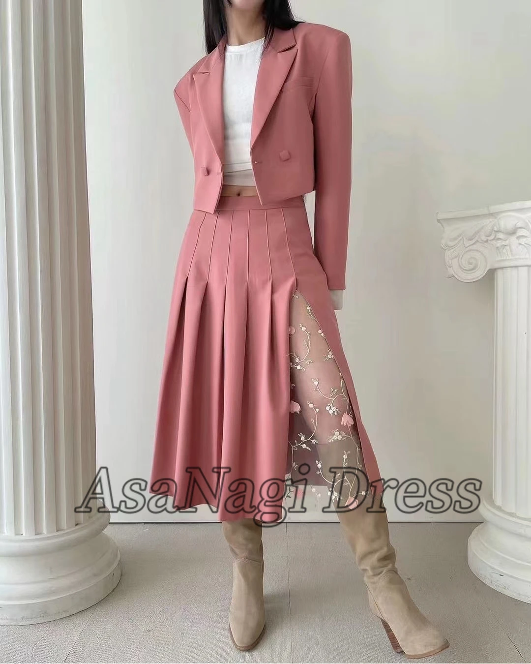 AsaNagi A Two-piece Set Pink Prom Dresses V Neck Tea-Length Side Slit Women Elegant Party Dress Business Wear 2023 New Arrival
AsaNagi A Two-piece Set Pink Prom Dresses V Neck Tea-Length Side Slit Women Elegant Party Dress Business Wear 2023 New Arrival