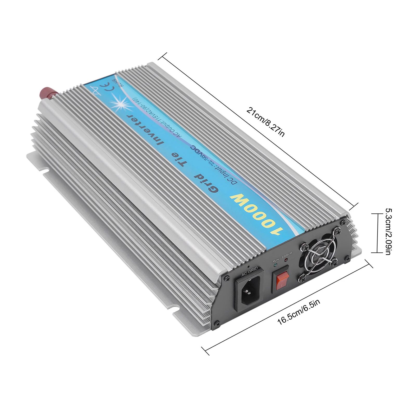 1100W Grid Tie Inverter MPPT Pure Sine Wave 22-50VDC Solar Input AC90-140V Output for 36V Solar Panel
1100W Grid Tie Inverter MPPT Pure Sine Wave 22-50VDC Solar Input AC90-140V Output for 36V Solar Panel