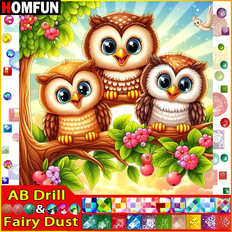 HOMFUN Fairy Dust AB Art 5D Diy Diamond Painting "Animal Owl" Diamond Pictures Cross Stitch 3D Rhinestone Embroidery Decor
HOMFUN Fairy Dust AB Art 5D Diy Diamond Painting "Animal Owl" Diamond Pictures Cross Stitch 3D Rhinestone Embroidery Decor