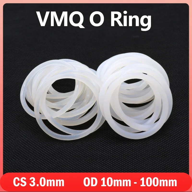 10/50pcs VMQ White Silicone Ring Gasket Thickness CS 3.0mm OD 10mm ~ 100mm Food Grade Waterproof Washer Rubber Insulate O Rings
10/50pcs VMQ White Silicone Ring Gasket Thickness CS 3.0mm OD 10mm ~ 100mm Food Grade Waterproof Washer Rubber Insulate O Rings