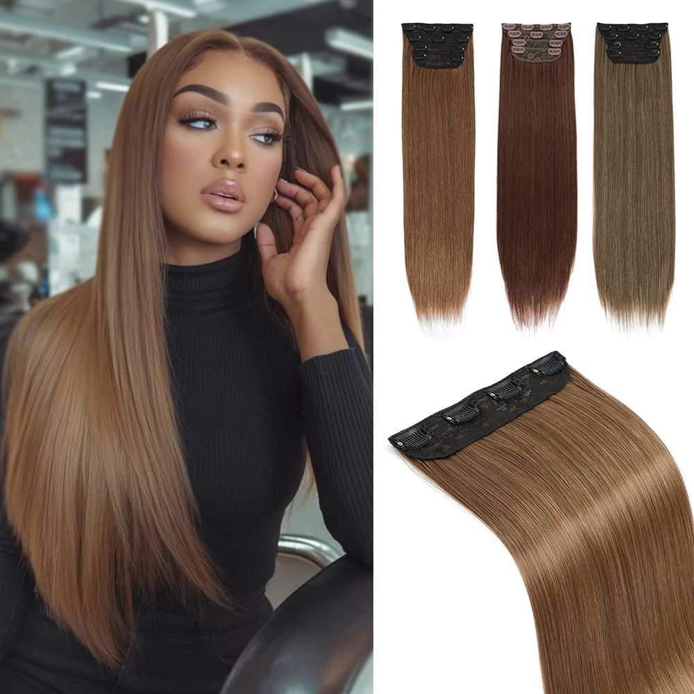 Длинные шелковистые прямые синтетические заколки для наращивания волос 22 дюйма, 4 шт./компл., высокотемпературное волокно, каштановое # 12 M816 
Длинные шелковистые прямые синтетические заколки для наращивания волос 22 дюйма, 4 шт./компл., высокотемпературное волокно, каштановое # 12 M816