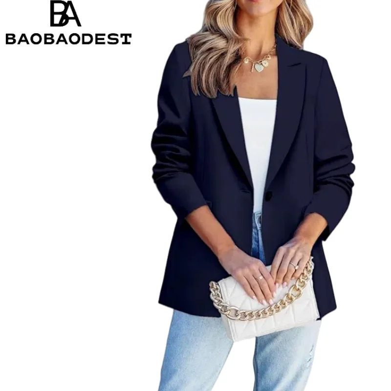 Women's Blazer Lapel Elegant Long Sleeve Casual Jacket Plain Work Office Jackets Classic Button Closure with 2 Pockets
Women's Blazer Lapel Elegant Long Sleeve Casual Jacket Plain Work Office Jackets Classic Button Closure with 2 Pockets