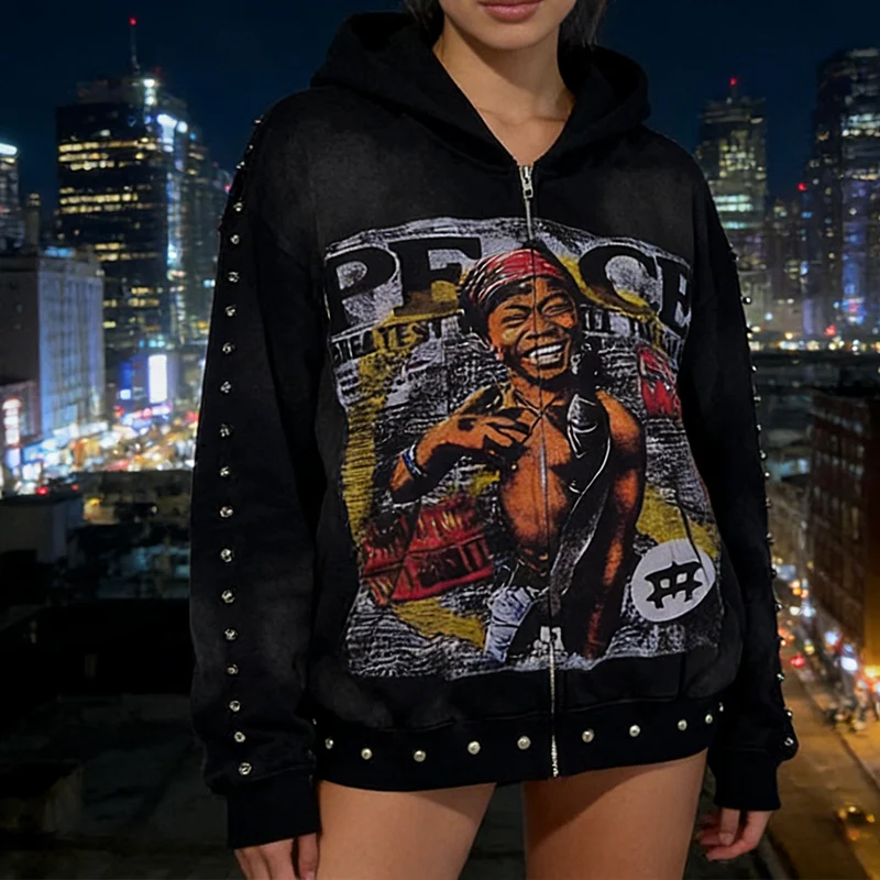 Винтажная абстрактная эстетичная свободная толстовка на молнии с персонализированным принтом, осень-зима, украшение из бисера, уличная одежда в стиле Харадзюку в стиле хип-хоп Y2K
Винтажная абстрактная эстетичная свободная толстовка на молнии с персонализированным принтом, осень-зима, украшение из бисера, уличная одежда в стиле Харадзюку в стиле хип-хоп Y2K