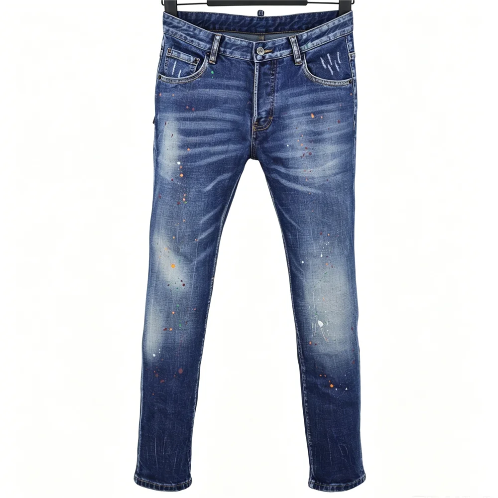6026 Four Seasons New Men's Washed Ripped Patch Zipper Decorative Ripped Leg Blue Jeans
6026 Four Seasons New Men's Washed Ripped Patch Zipper Decorative Ripped Leg Blue Jeans