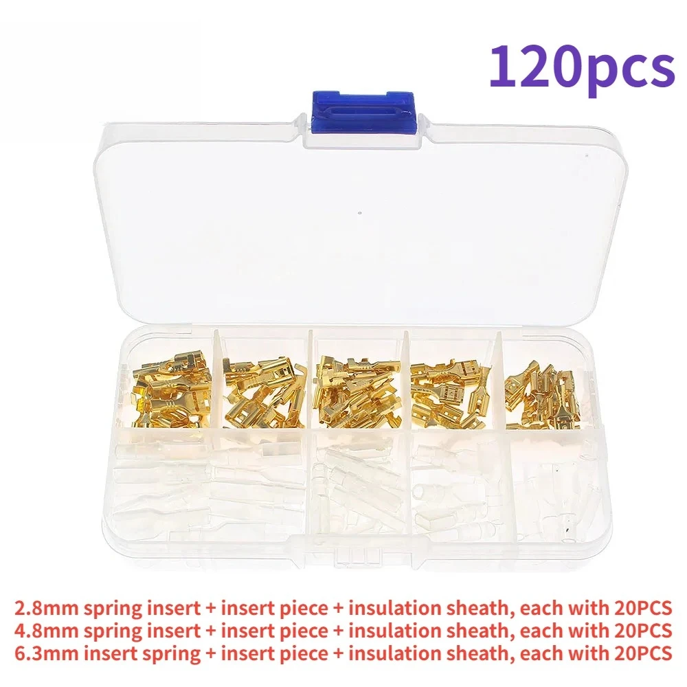 120PCS Crimp Terminals Insulated Spade Connector Kit 2.8/4.8/6.3mm Male Female Crimp Terminals for Electrical Wiring Connector
120PCS Crimp Terminals Insulated Spade Connector Kit 2.8/4.8/6.3mm Male Female Crimp Terminals for Electrical Wiring Connector