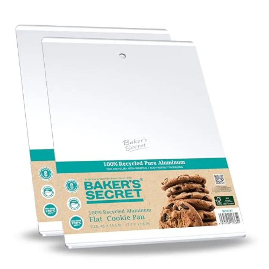 2pcs Large Cookie 18" x 14" Aluminum Baking, Extra Thick -2.7mm- 100% Recycled, Half Sheet with hanging hole - The Natural Alum
2pcs Large Cookie 18" x 14" Aluminum Baking, Extra Thick -2.7mm- 100% Recycled, Half Sheet with hanging hole - The Natural Alum