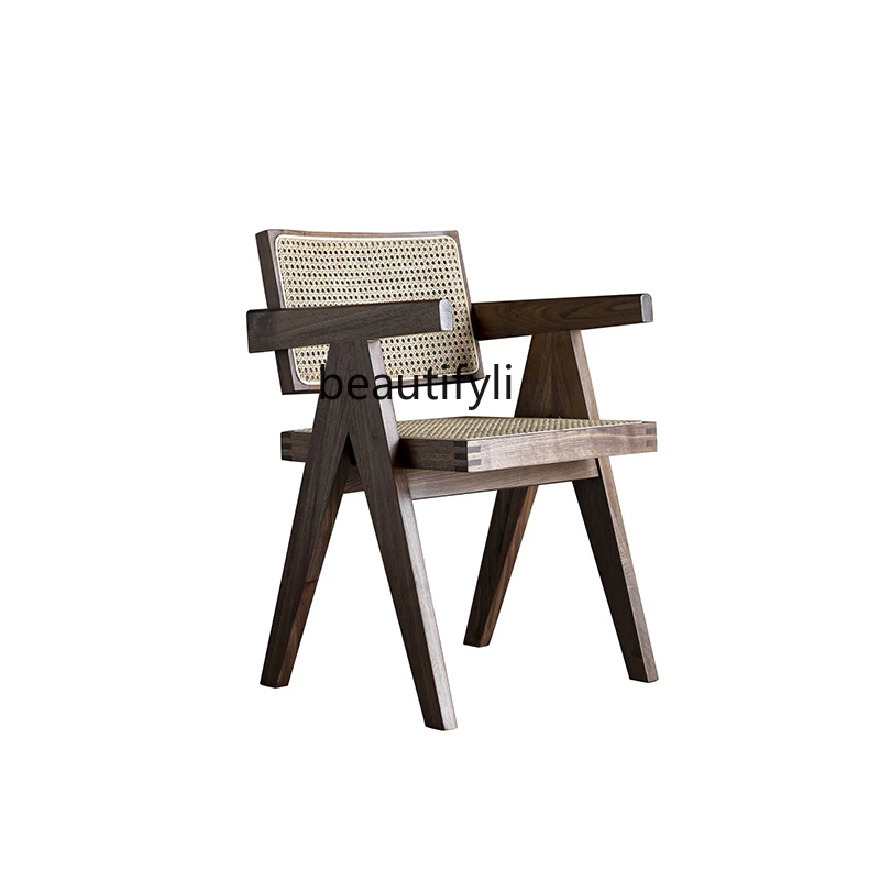 North American black walnut Nordic Chandigarh dining chair wabi sandy wind medieval rattan solid wood desk chair
North American black walnut Nordic Chandigarh dining chair wabi sandy wind medieval rattan solid wood desk chair