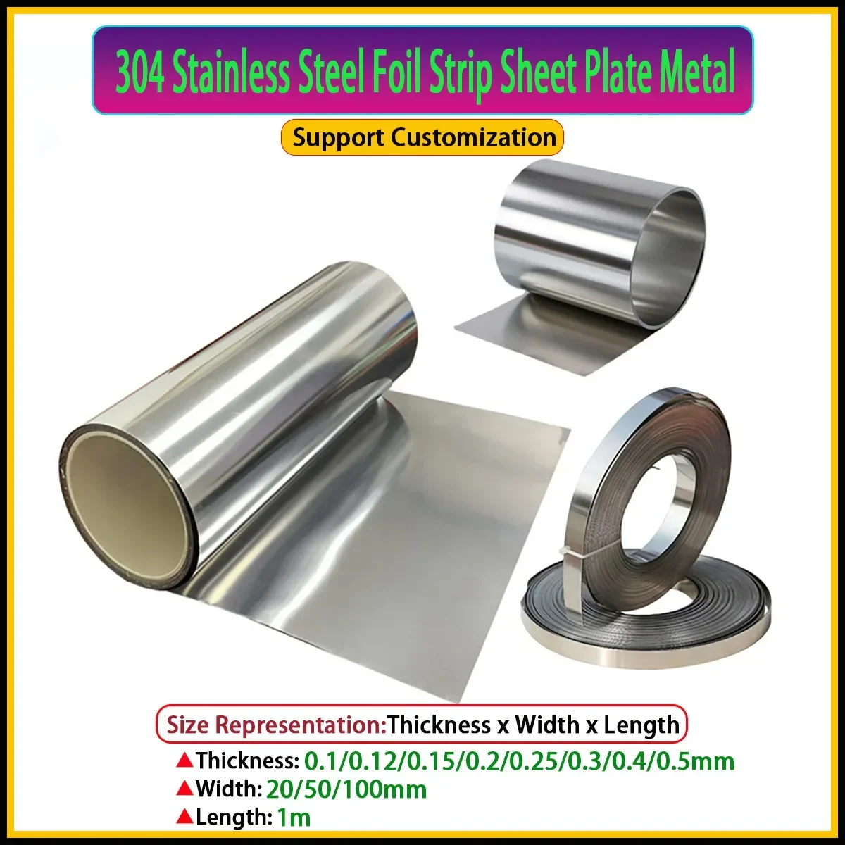 304 Stainless Steel Strip Steel Sheet Thin Plate, Steel Foil Coil Strip Thk0.1-0.5mm W20/50/100mm L1m
304 Stainless Steel Strip Steel Sheet Thin Plate, Steel Foil Coil Strip Thk0.1-0.5mm W20/50/100mm L1m