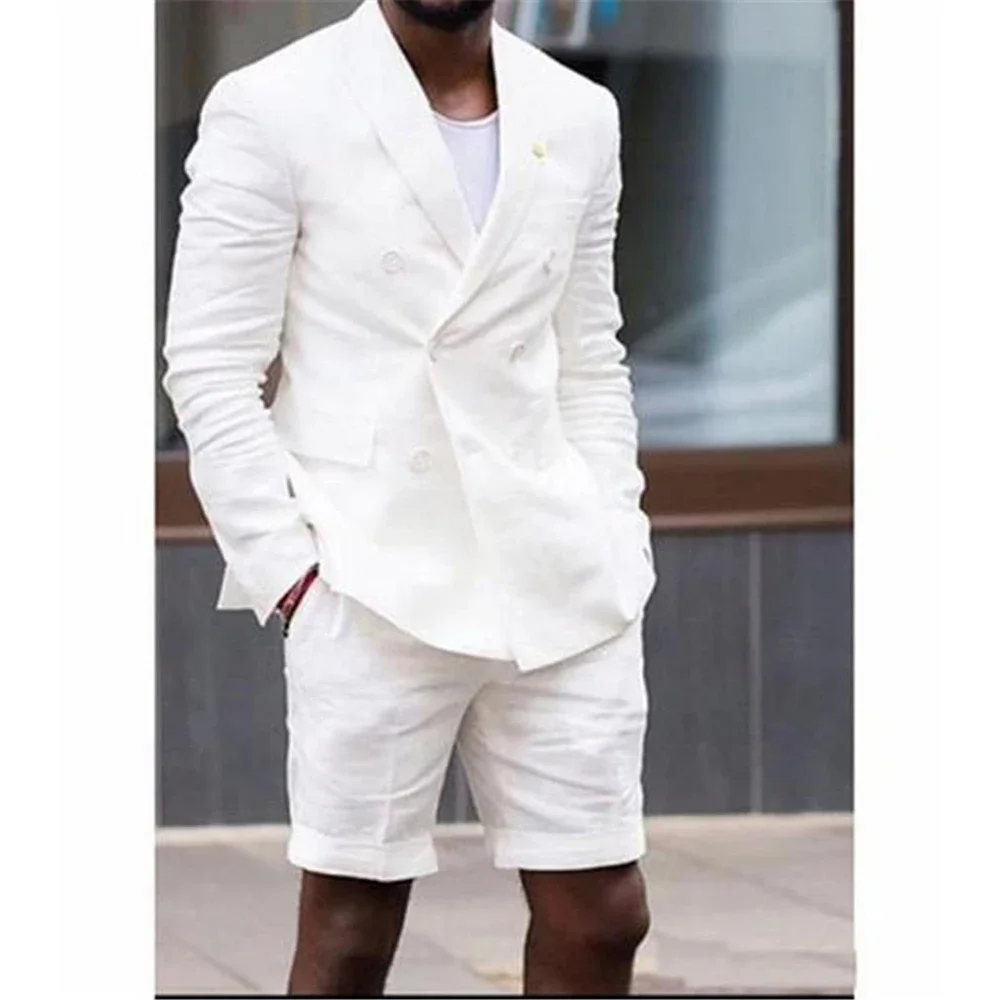 White Elegant Men Suits Fashion Peak Lapel Double Breasted 2 Piece Smart Casual Wedding Groom Tuxedo Slim Blazer with Pants
White Elegant Men Suits Fashion Peak Lapel Double Breasted 2 Piece Smart Casual Wedding Groom Tuxedo Slim Blazer with Pants