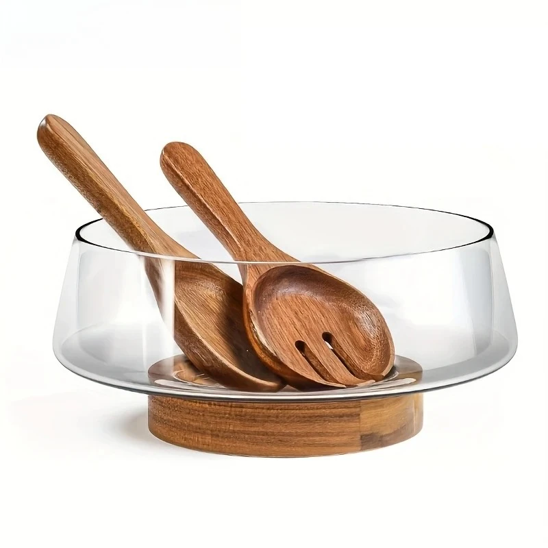 1PCS Glass Salad Bowl Set with Wooden Base Large Hand-blown Glass Bowl Restaurant Essentials Fruit Salad Bowl
1PCS Glass Salad Bowl Set with Wooden Base Large Hand-blown Glass Bowl Restaurant Essentials Fruit Salad Bowl