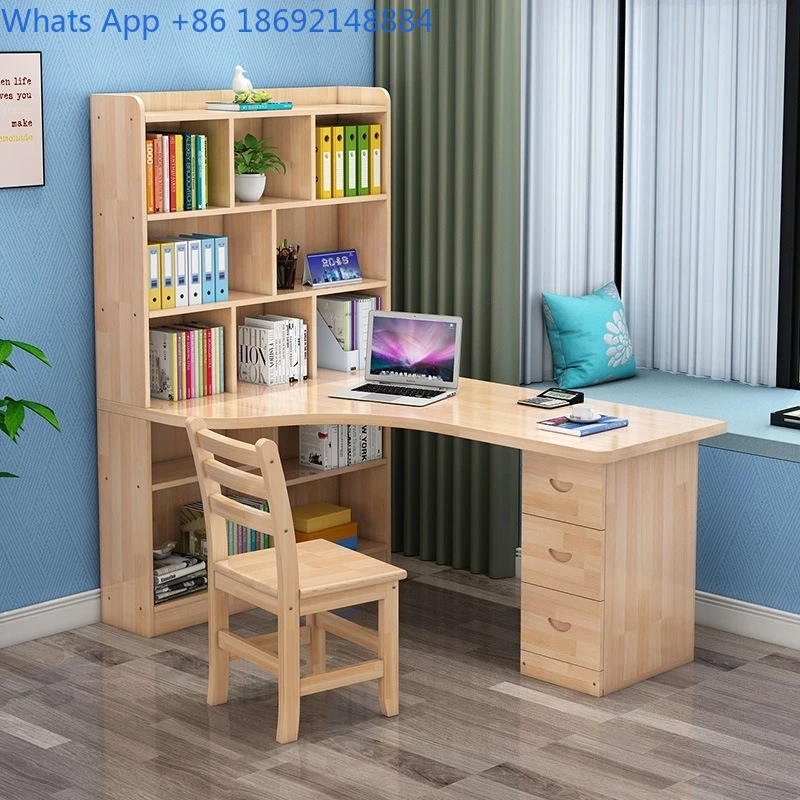 Solid Wood Integrated Corner Computer Desk Home Writing Desk Bookshelf Combination Bedroom Student Study Desk
Solid Wood Integrated Corner Computer Desk Home Writing Desk Bookshelf Combination Bedroom Student Study Desk