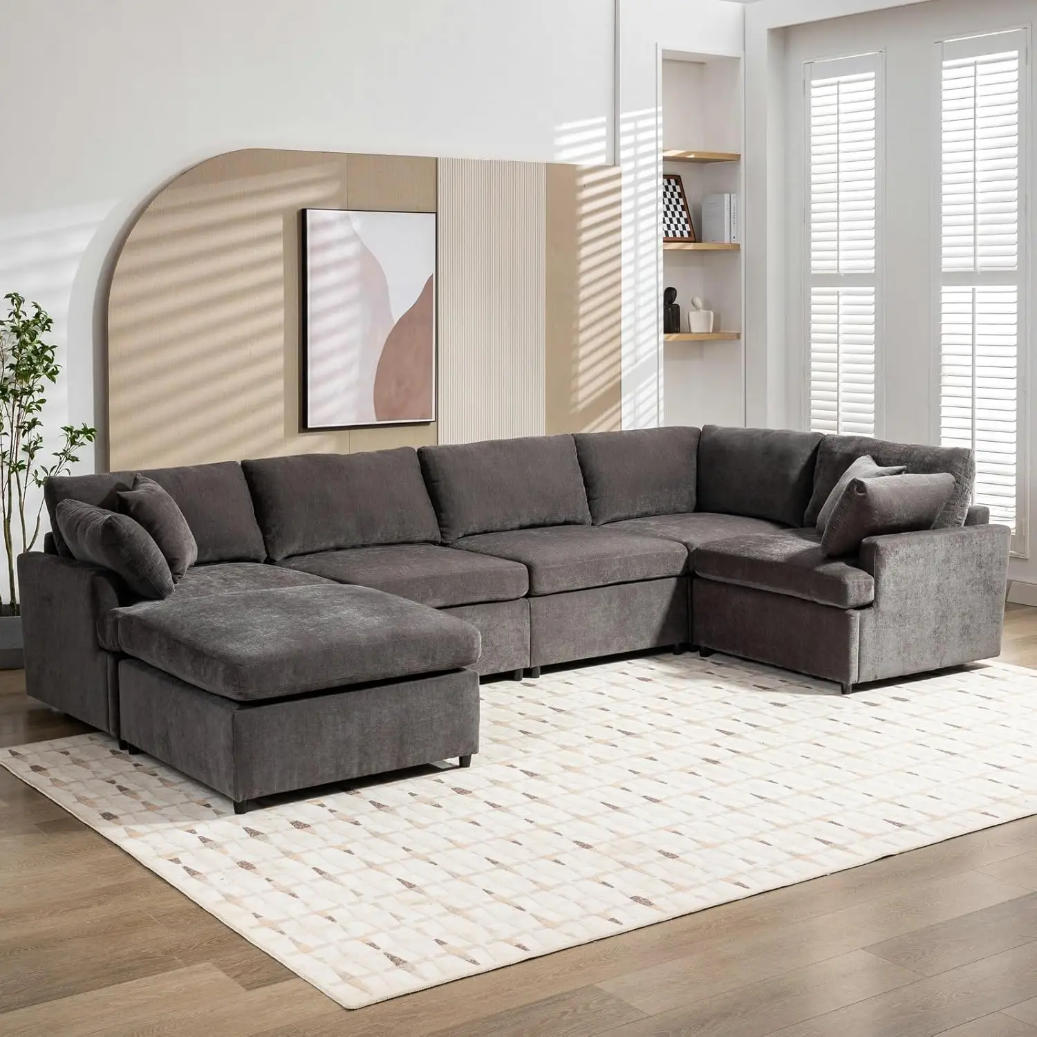 Upholstered Sectional Sofa With Removable Ottoman, Large U-Shaped Furniture Couch For Living Room, Fabric Sofa Couch For Large
Upholstered Sectional Sofa With Removable Ottoman, Large U-Shaped Furniture Couch For Living Room, Fabric Sofa Couch For Large