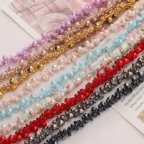 50cm Seed Bead Chain Lace Ribbon 7mm Wide DIY Jewelry Making Supplies for Phone Case Bracelets Necklaces