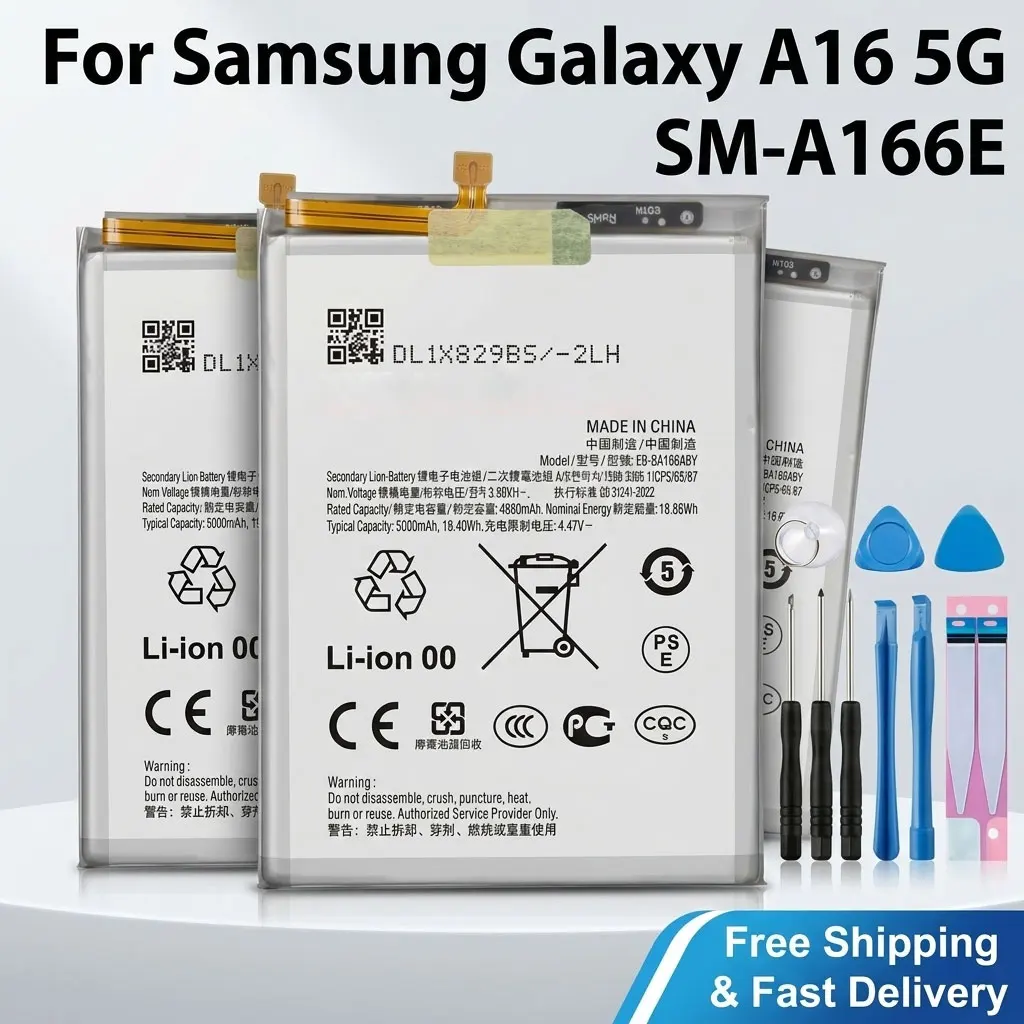Brand New 5000mAh Battery EB-BA166ABY For Samsung Galaxy A16 5G SM-A166E Mobile Phone With Repair Tools
Brand New 5000mAh Battery EB-BA166ABY For Samsung Galaxy A16 5G SM-A166E Mobile Phone With Repair Tools