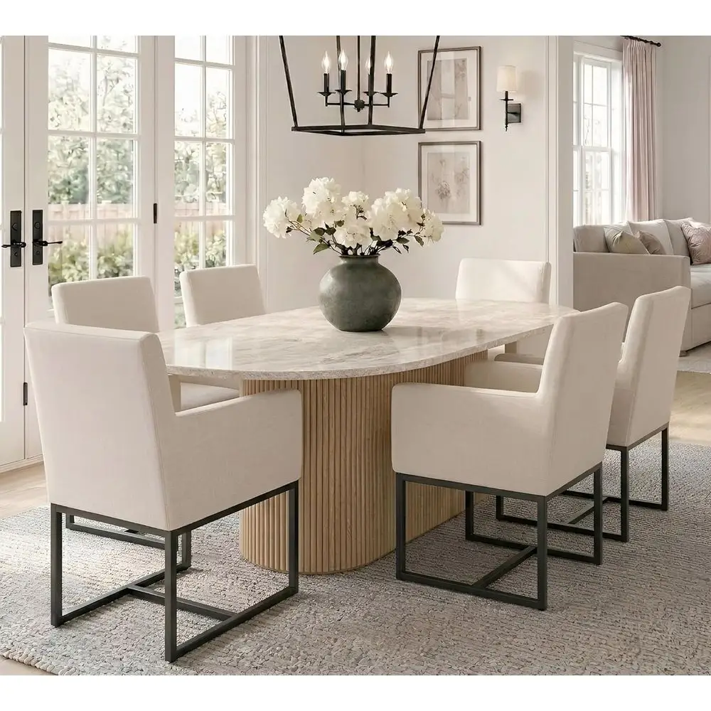 Upholstered Dining Chairs Set of 6, Linen Accent Chairs with Black Metal Frame, 19 Wide Arm Chairs for Living Room, Kitchen, Bed
Upholstered Dining Chairs Set of 6, Linen Accent Chairs with Black Metal Frame, 19 Wide Arm Chairs for Living Room, Kitchen, Bed