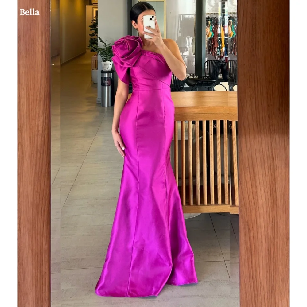 Bella Customized Rose Red 3D Flower Slanted Shoulders robes de soirée Mermaid Satin Party Dresses Floor-Length Prom Dress 2025
Bella Customized Rose Red 3D Flower Slanted Shoulders robes de soirée Mermaid Satin Party Dresses Floor-Length Prom Dress 2025