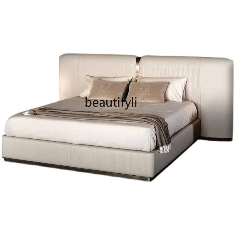 A15 Italian Double Bed Post-Modern Simple Lengthened Bed Master Bedroom Leather Stainless Steel Villa Furniture
A15 Italian Double Bed Post-Modern Simple Lengthened Bed Master Bedroom Leather Stainless Steel Villa Furniture