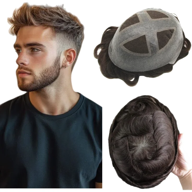 Men Toupee Cross Over PU Human Hair | Lace+PU Perimeter Color #2, Super Thin 0.08mm Skin Hair Replacement
Men Toupee Cross Over PU Human Hair | Lace+PU Perimeter Color #2, Super Thin 0.08mm Skin Hair Replacement