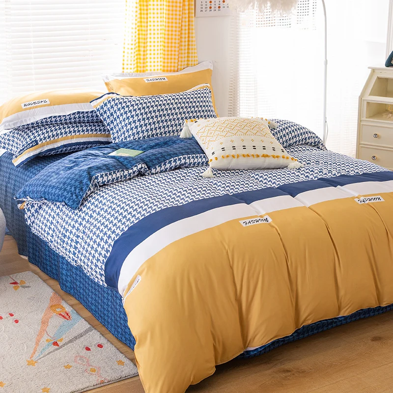 4 Piece Wash Cotton Spring and Autumn Bedding Cover Sheet Cover 1.8 Double Bed 4 Piece Thickened Household and Bedroom Items
4 Piece Wash Cotton Spring and Autumn Bedding Cover Sheet Cover 1.8 Double Bed 4 Piece Thickened Household and Bedroom Items