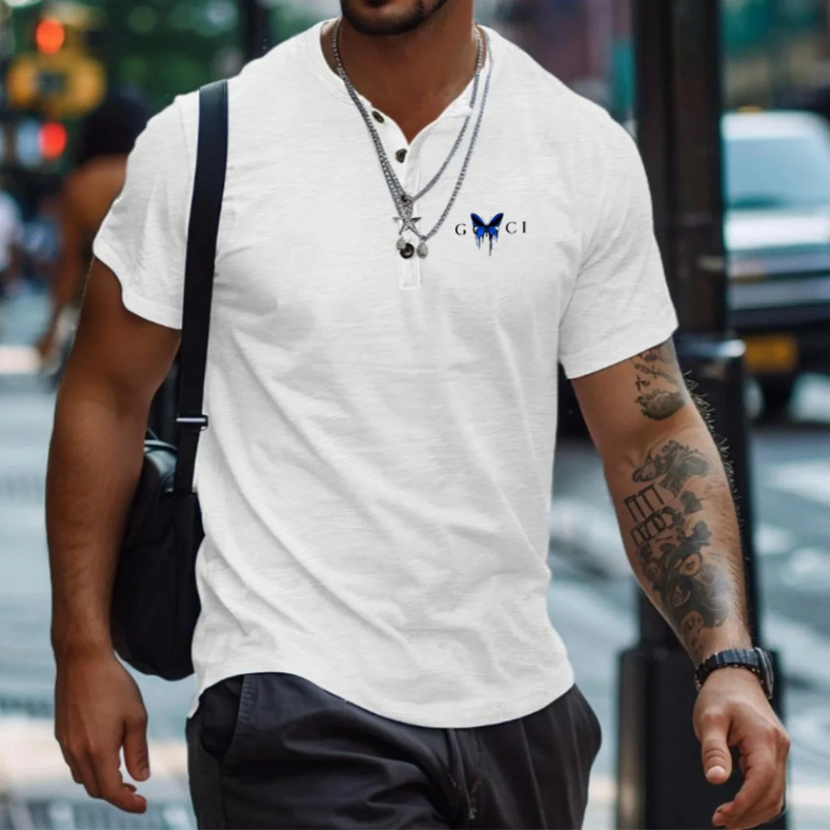 2025 Men's summer Europe and the United States new fashion casual short-sleeved T-shirt solid color shirt printing
2025 Men's summer Europe and the United States new fashion casual short-sleeved T-shirt solid color shirt printing