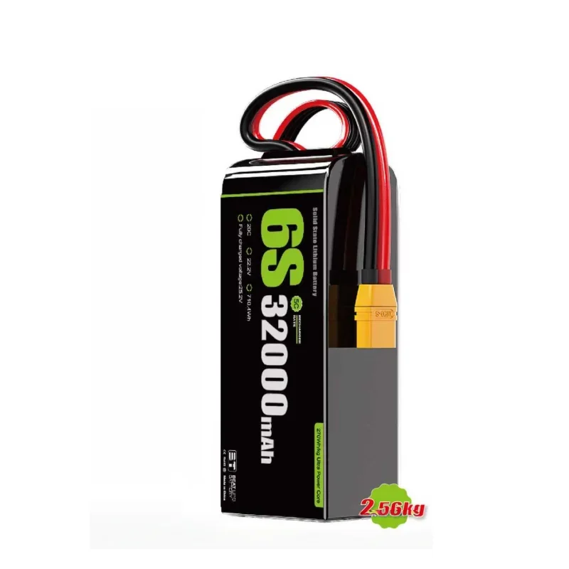 High Quality Solid-state Batteries 6S 22.2V 20C 32000mAh Lithium Polymer Rechargeable Battery for Drone RC FPV Helicopter
High Quality Solid-state Batteries 6S 22.2V 20C 32000mAh Lithium Polymer Rechargeable Battery for Drone RC FPV Helicopter