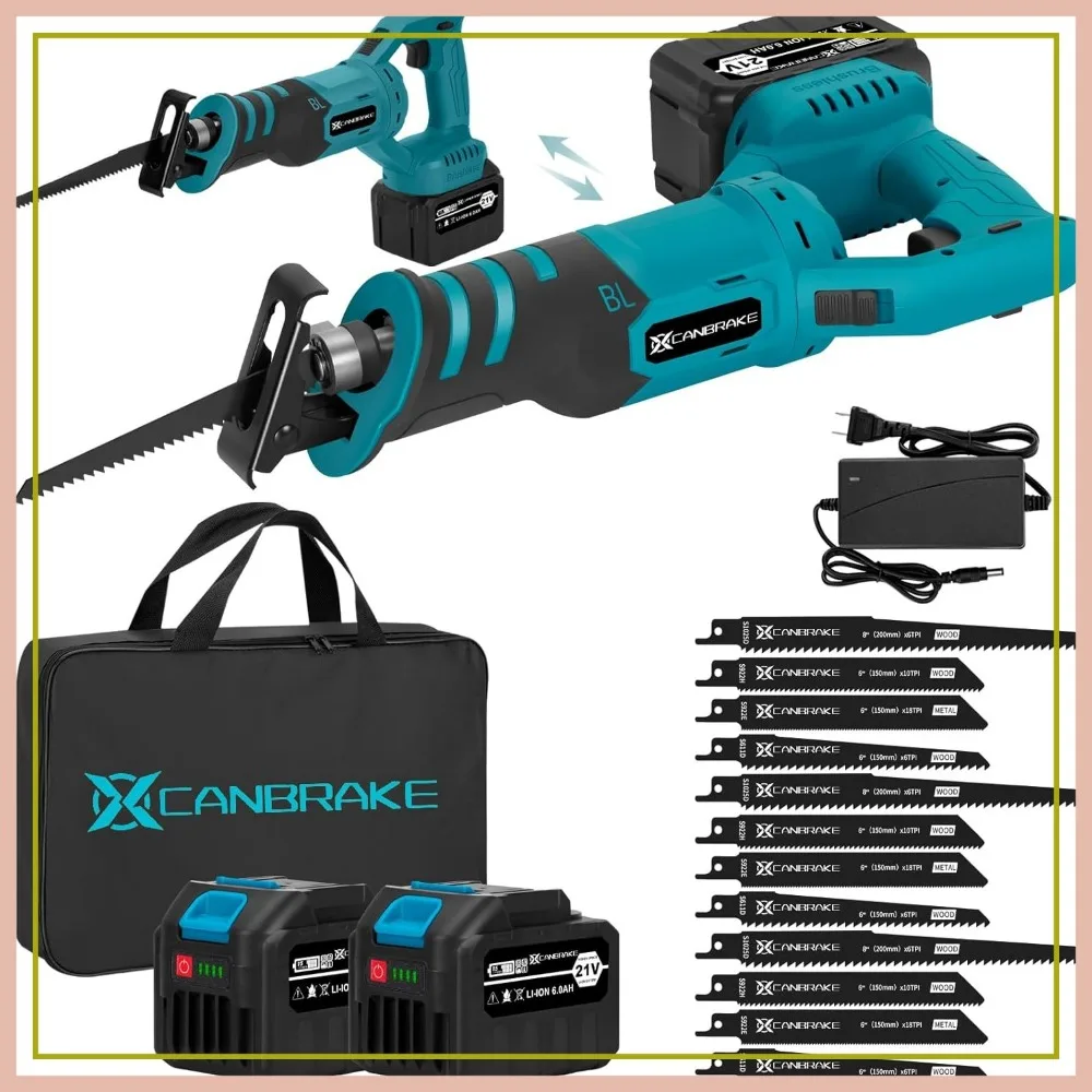 Cordless Reciprocating Saw 28mm Stroke 2x6.0Ah Batteries 12 Blades Rotatable Handle for Wood Metal PVC
Cordless Reciprocating Saw 28mm Stroke 2x6.0Ah Batteries 12 Blades Rotatable Handle for Wood Metal PVC