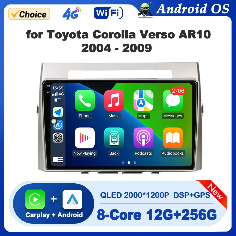 Car Radio Video Multimedia Player GPS Navigation for Toyota Corolla Verso AR10 2004 - 2009 Android OS DSP Stereo Audio Autoradio
Car Radio Video Multimedia Player GPS Navigation for Toyota Corolla Verso AR10 2004 - 2009 Android OS DSP Stereo Audio Autoradio