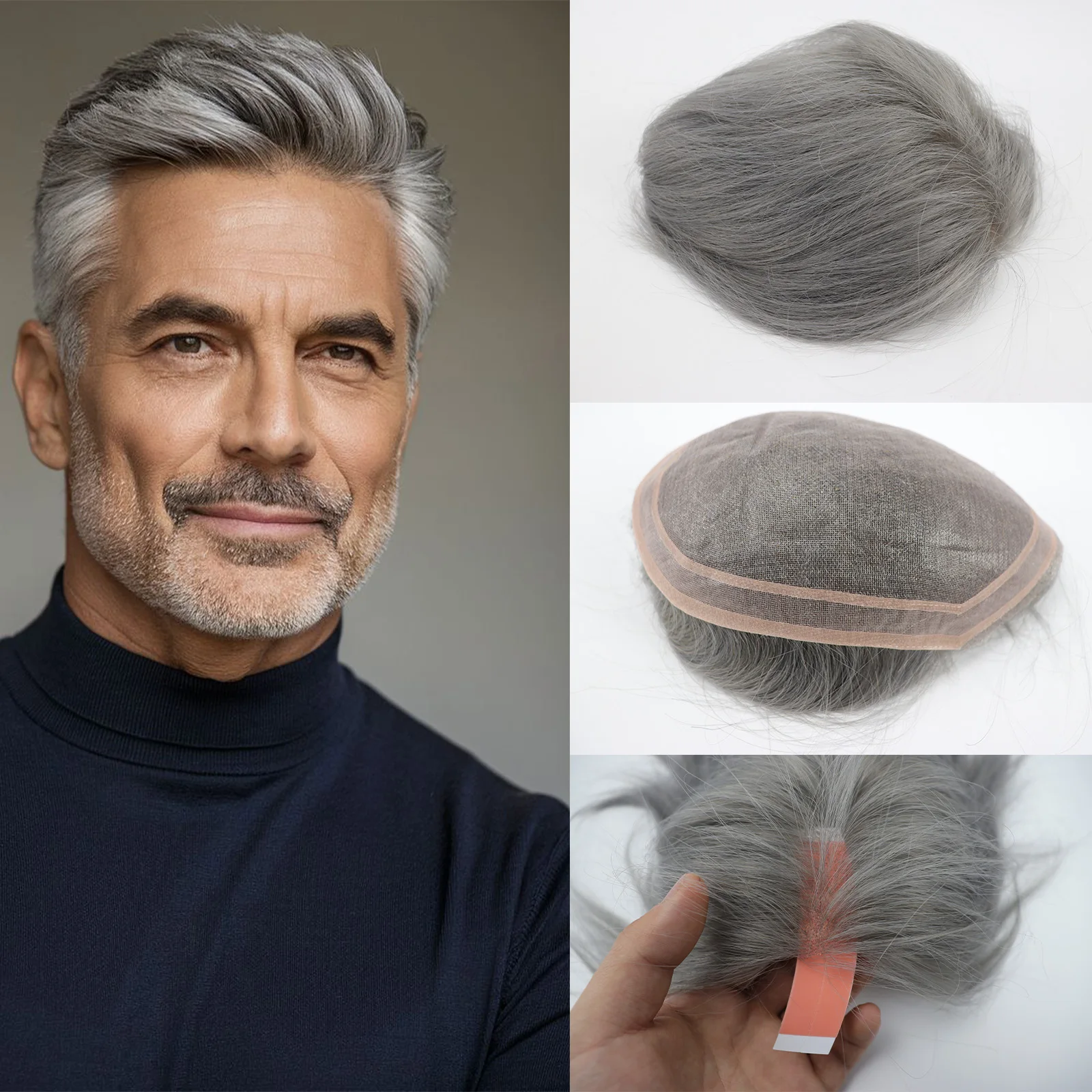 Men Topper Human Hair Gray Hair Toupee Mono Lace Net Thin Light Breathable Hair Prosthesis for Baldness Hair System for Men
Men Topper Human Hair Gray Hair Toupee Mono Lace Net Thin Light Breathable Hair Prosthesis for Baldness Hair System for Men
