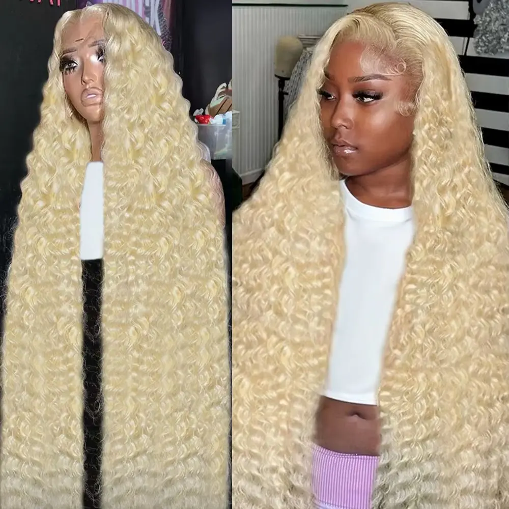 613 Honey Blonde hd lace frontal wig 13x6 40 Inch Deep Wave Transparent lace Frontal Human Hair Wigs Curly Wig Choice For Women
613 Honey Blonde hd lace frontal wig 13x6 40 Inch Deep Wave Transparent lace Frontal Human Hair Wigs Curly Wig Choice For Women