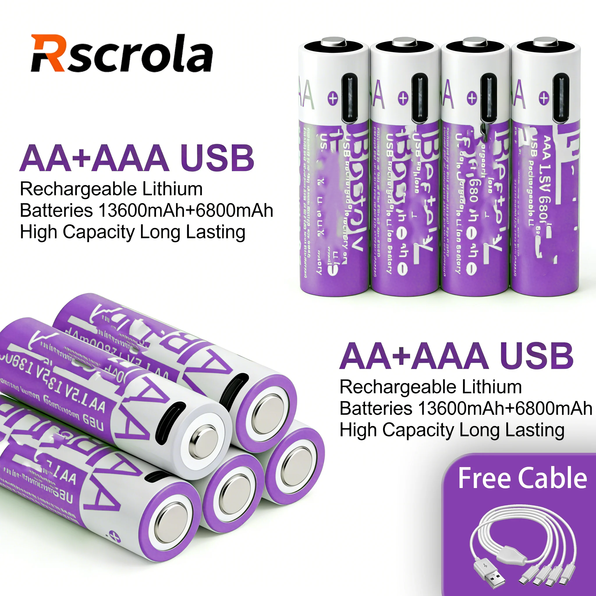 New 1.5V AA 13600mAh & AAA 6800mAh Rechargeable Lithium Batteries 2000 Cycles Fast Charging with Free USB-C Cables
New 1.5V AA 13600mAh & AAA 6800mAh Rechargeable Lithium Batteries 2000 Cycles Fast Charging with Free USB-C Cables