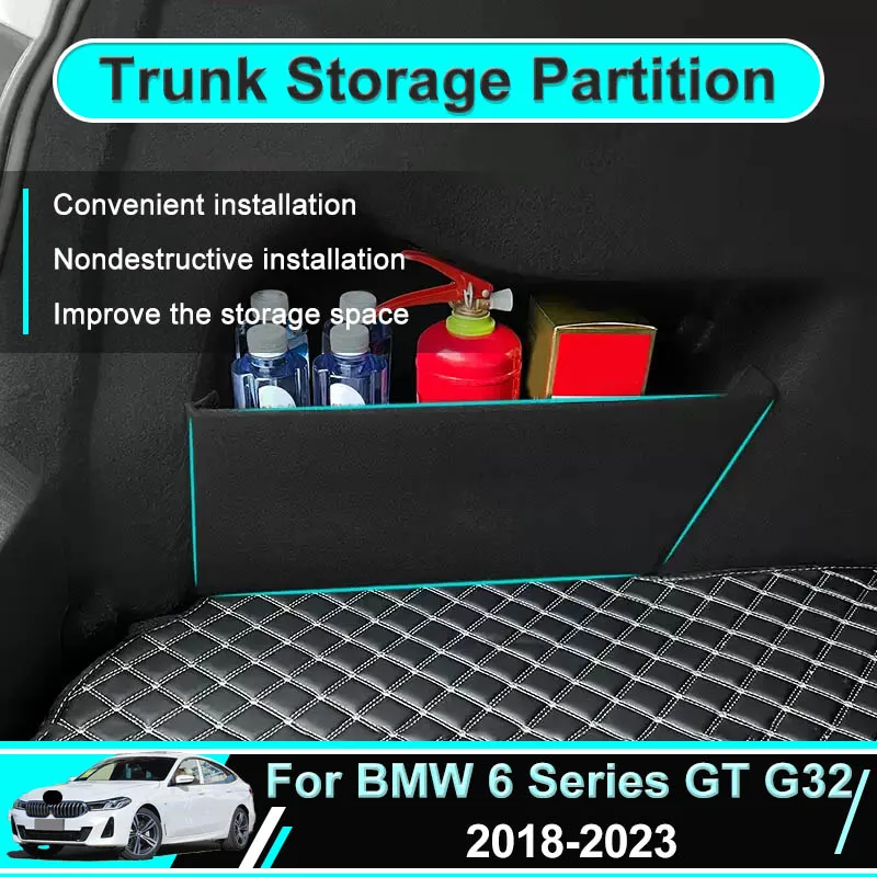 Для BMW 6-й серии Sport GT G32 2018-2023, перегородка для багажника автомобиля, боковая коробка для хранения, автозапчасти, аксессуары для интерьера, сортировка сзади
Для BMW 6-й серии Sport GT G32 2018-2023, перегородка для багажника автомобиля, боковая коробка для хранения, автозапчасти, аксессуары для интерьера, сортировка сзади