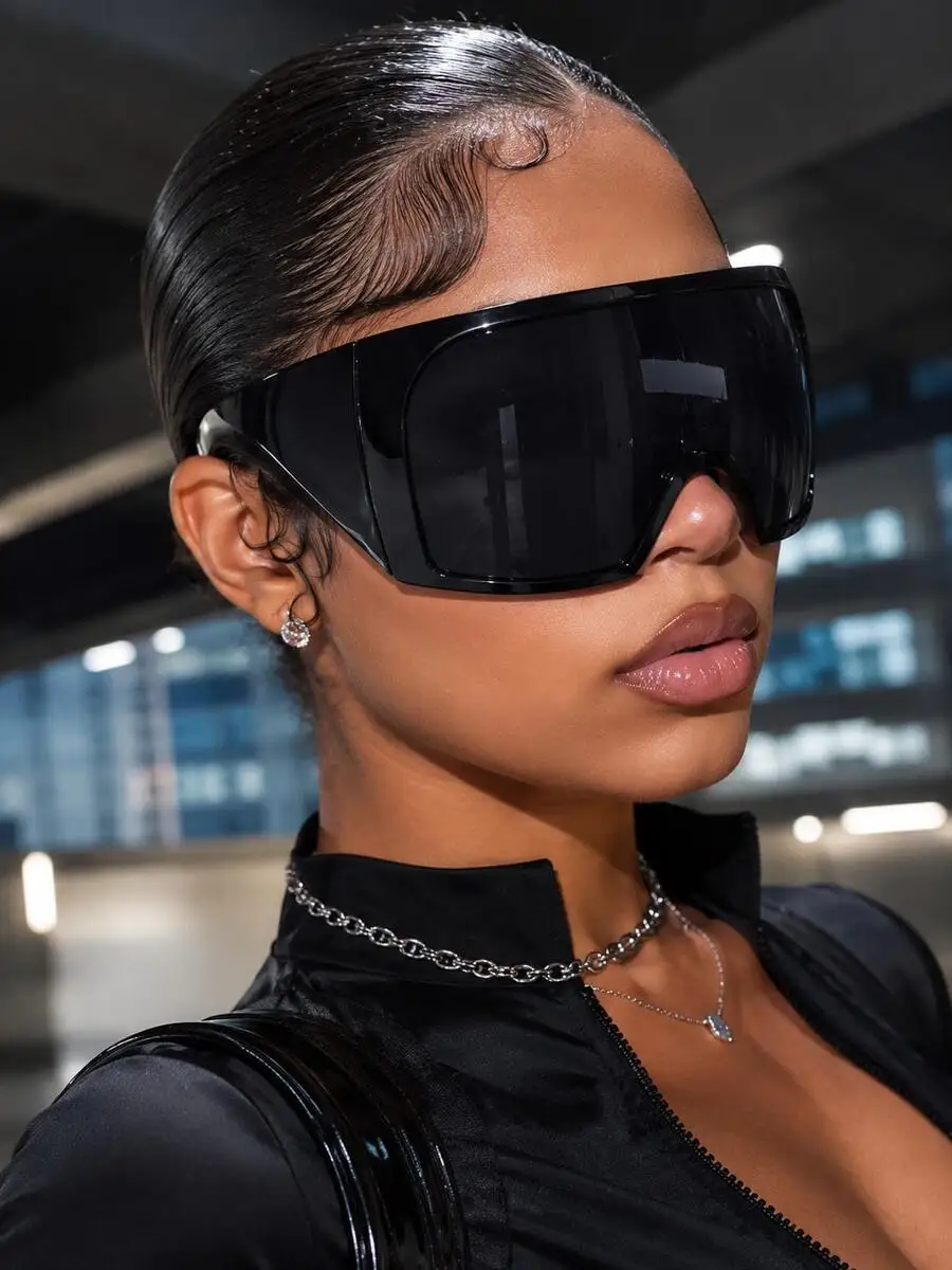 Oversized Shield Sunglasses For Women Futuristic Wraparound Black Fashion Eyewear
Oversized Shield Sunglasses For Women Futuristic Wraparound Black Fashion Eyewear