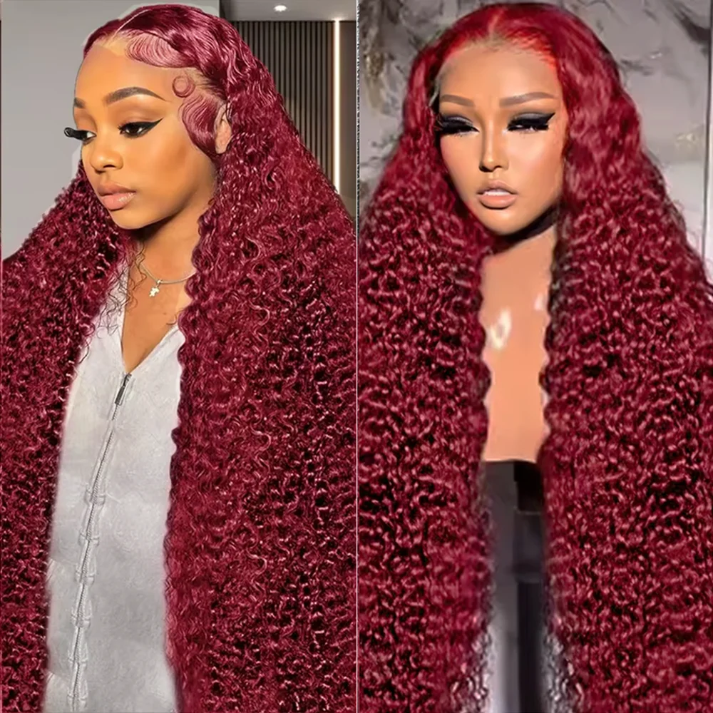 99J Burgundy 13x4 Deep Wave HD Lace Frontal Wig 36 Inch Curly 13x6 HD Lace Front Wigs Hair for Women 200 Density Preplucked Wigs
99J Burgundy 13x4 Deep Wave HD Lace Frontal Wig 36 Inch Curly 13x6 HD Lace Front Wigs Hair for Women 200 Density Preplucked Wigs