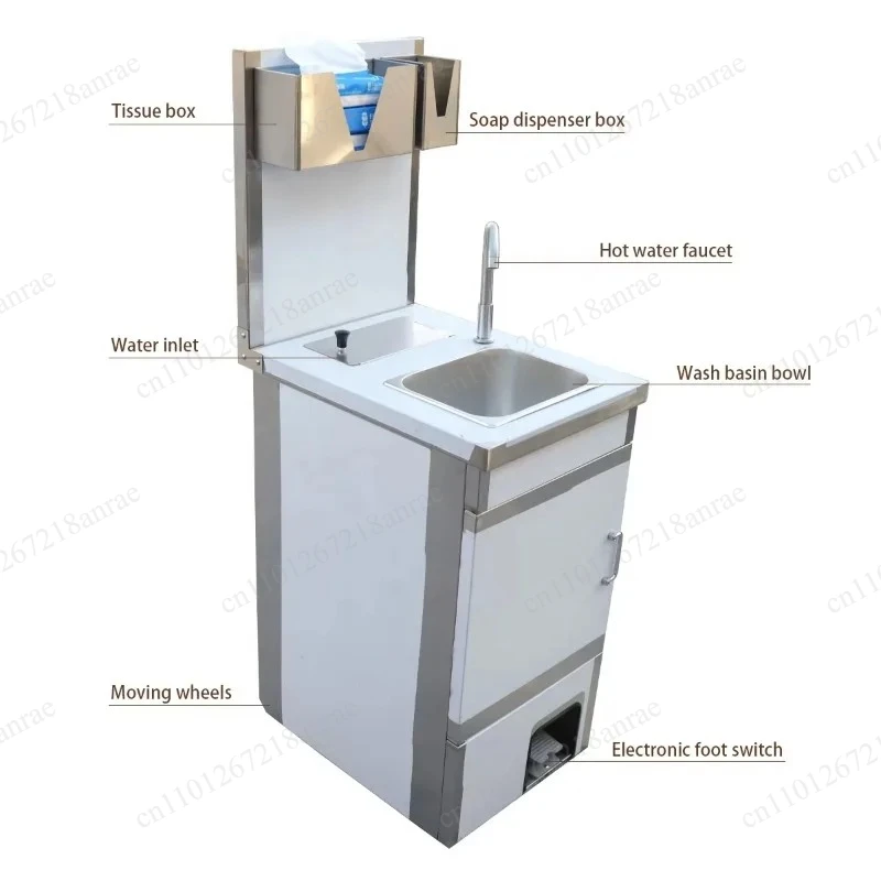 Stainless steel portable sink with hot water tank mobile outdoor wash basin electric foot switch
Stainless steel portable sink with hot water tank mobile outdoor wash basin electric foot switch