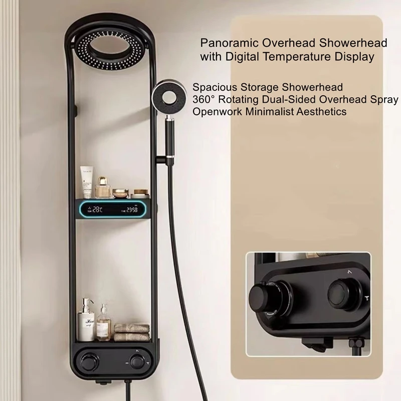 Digital Display Smart Thermostatic Shower Set Bathroom Shower Head with Back Basket Pressurized Bathroom
Digital Display Smart Thermostatic Shower Set Bathroom Shower Head with Back Basket Pressurized Bathroom
