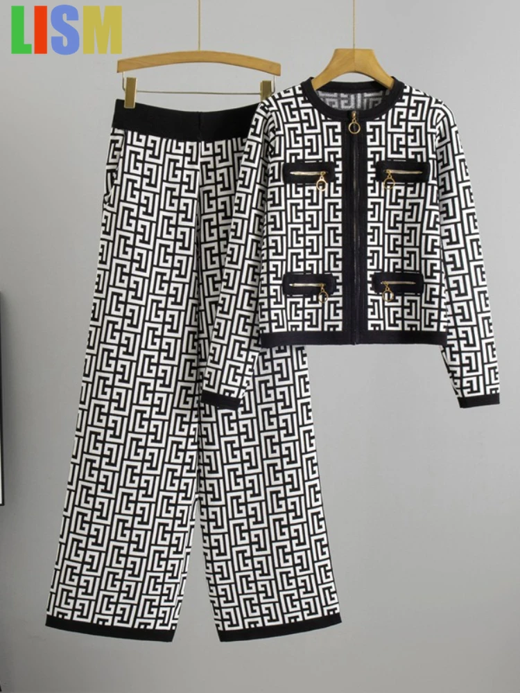 LISM 2025 Jacquard Letter Zipper Cardigan Knitted Top with Wide Leg Pants Elegant Temperament Comfort Set Pants sets outfit
LISM 2025 Jacquard Letter Zipper Cardigan Knitted Top with Wide Leg Pants Elegant Temperament Comfort Set Pants sets outfit