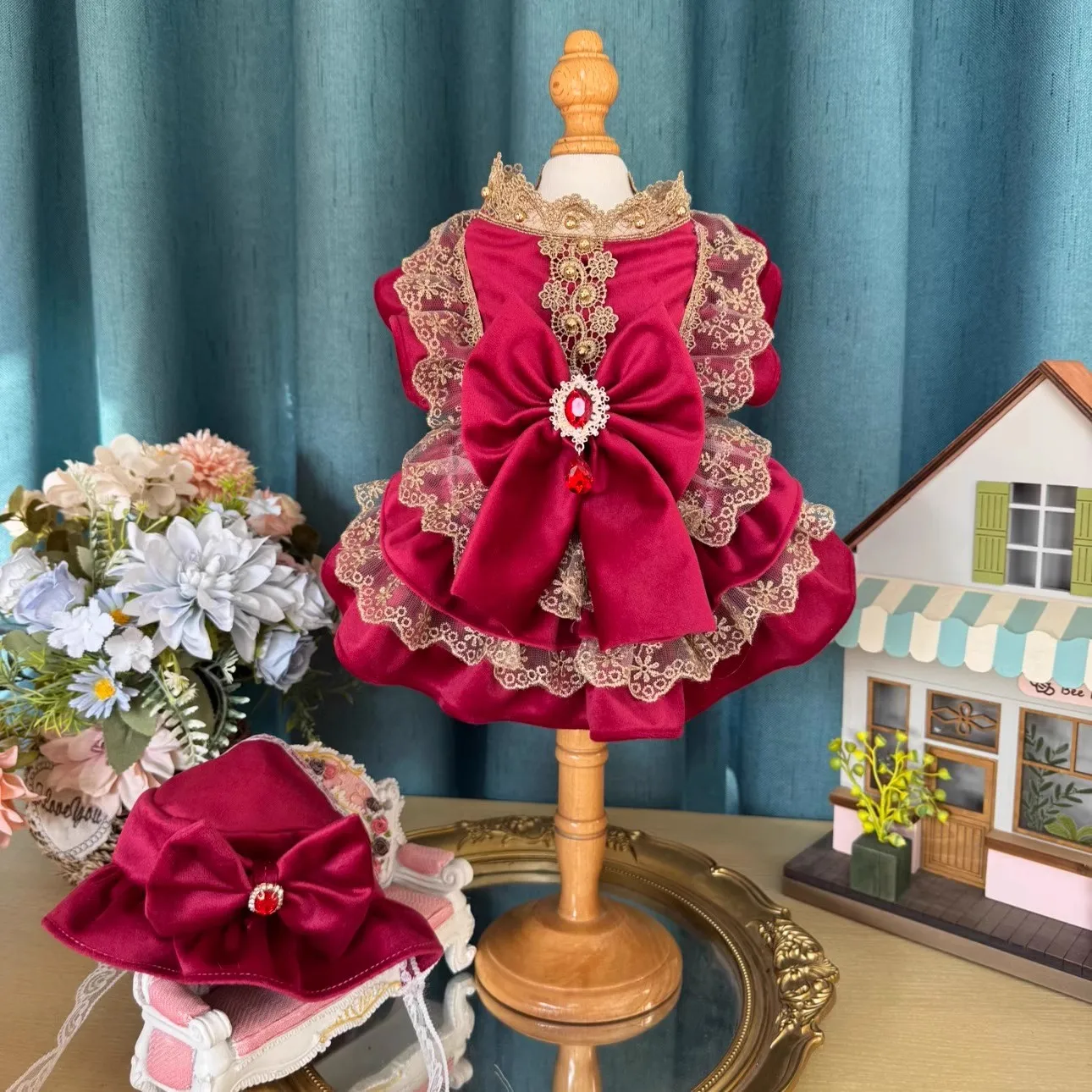 Vintage Luxury Red Pet Dog Clothes Fashion Fine Handmade Cotton Crystal Bow Princess Dress For Small Medium Dog Poodle Dog Coats
Vintage Luxury Red Pet Dog Clothes Fashion Fine Handmade Cotton Crystal Bow Princess Dress For Small Medium Dog Poodle Dog Coats