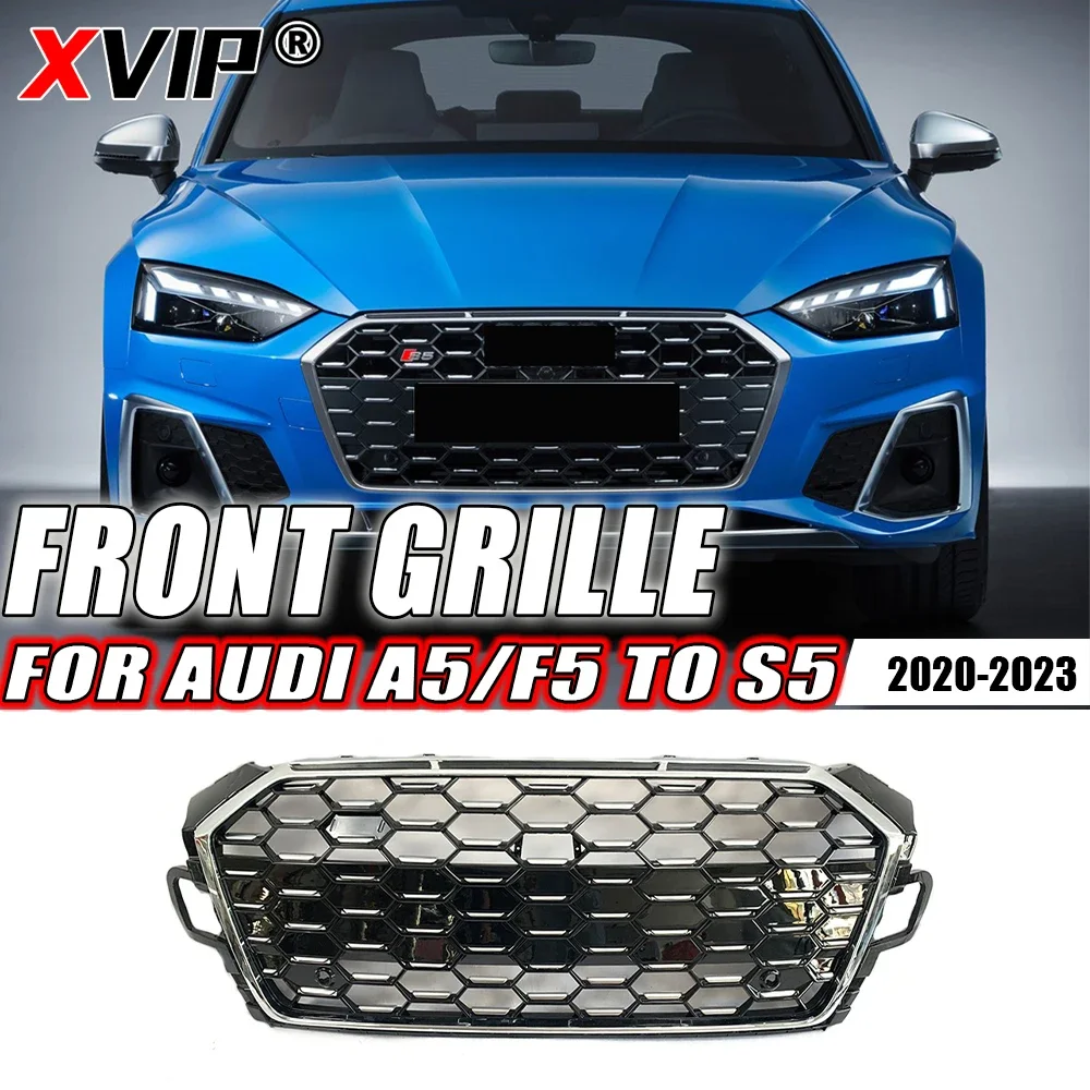 XVIP S5 Style Front Silver+Chrome Ring Bumper Grille Without Ring Fit For Audi A5 S5 F5 2020-2023 High Quality ABS Upper Grilles
XVIP S5 Style Front Silver+Chrome Ring Bumper Grille Without Ring Fit For Audi A5 S5 F5 2020-2023 High Quality ABS Upper Grilles