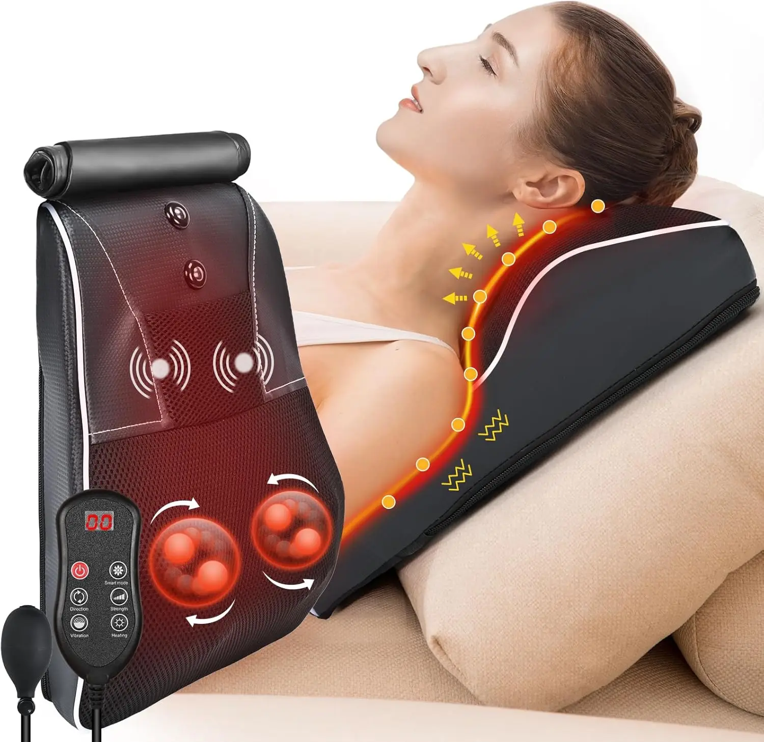 Heated Shiatsu Massage Pillow for Neck, Back & Shoulder Pain Relief - 3D Kneading Deep Tissue Therapy
Heated Shiatsu Massage Pillow for Neck, Back & Shoulder Pain Relief - 3D Kneading Deep Tissue Therapy