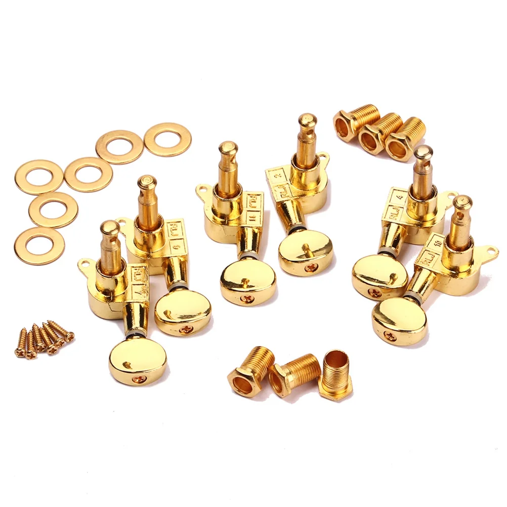 6 pcs 3L Gold Plated Electric Guitar Tuning Pegs Sealed Machine Heads For Acoustic Replacement Vintage Tuners With Bushings
6 pcs 3L Gold Plated Electric Guitar Tuning Pegs Sealed Machine Heads For Acoustic Replacement Vintage Tuners With Bushings